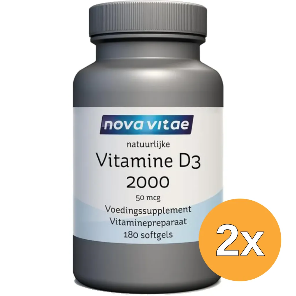 2x Nova Vitae Vitamine D3 2000 50mcg (180 softgels)