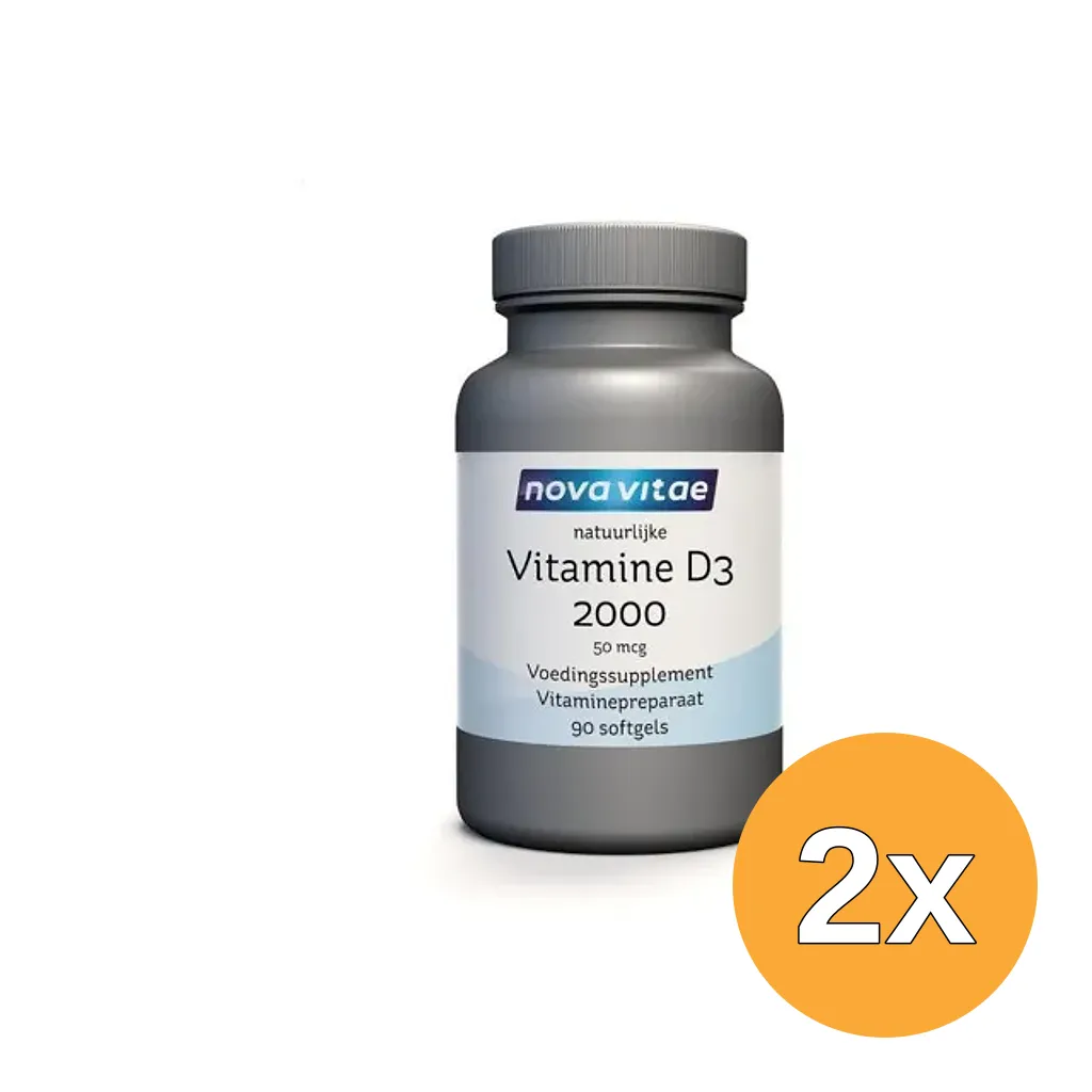 2x Nova Vitae Vitamine D3 2000 50mcg (90 softgels)