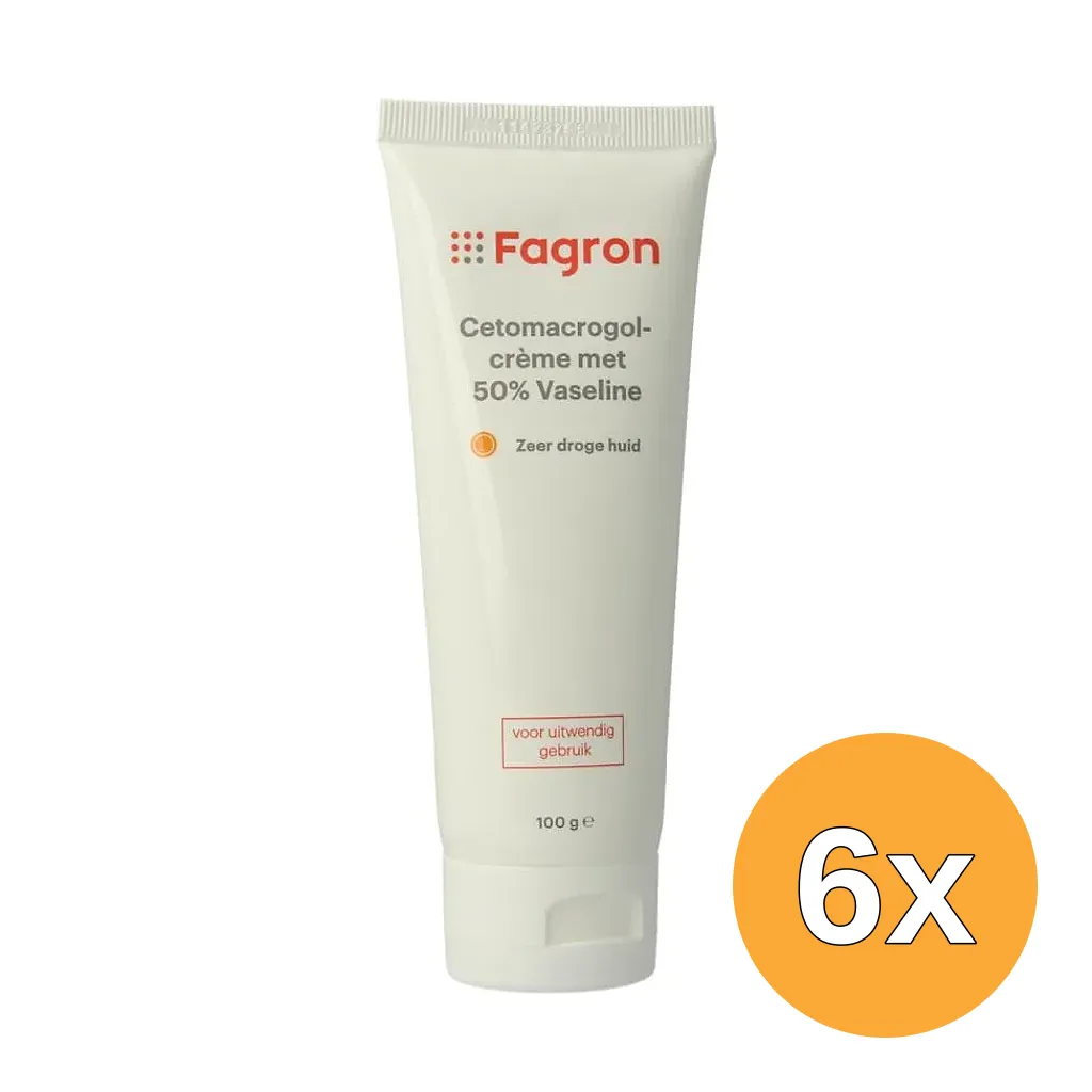 6x Fagron Cetomacrogol creme 50% vaseline (100 gr)