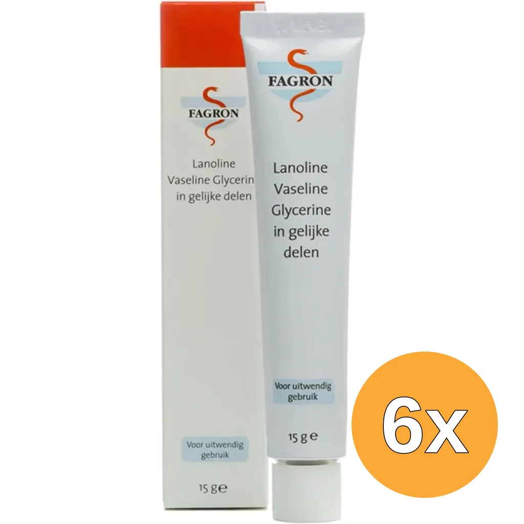 6x Fagron Lanoline Vaseline Glycerine in Gelijke Delen (15 gr)