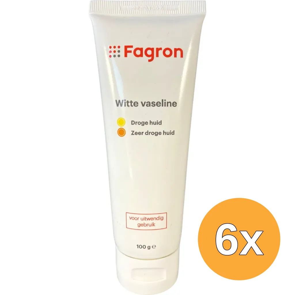 6x Fagron Vaseline album/witte tube (100 gr)