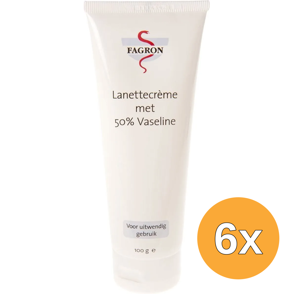 6x Fagron Lanettecreme met 50% Vaseline (100 gr)