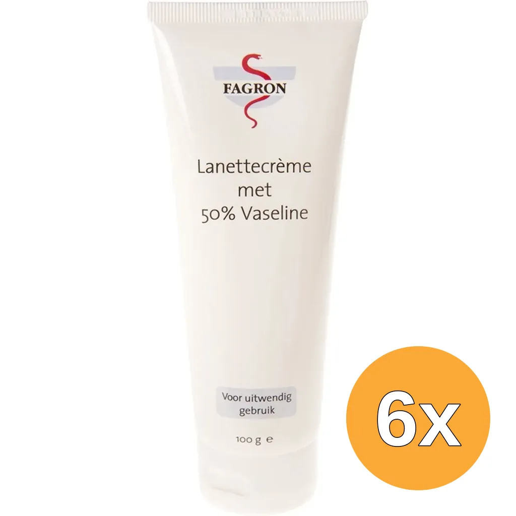 6x Fagron Lanettecreme met 50% Vaseline (100 gr)