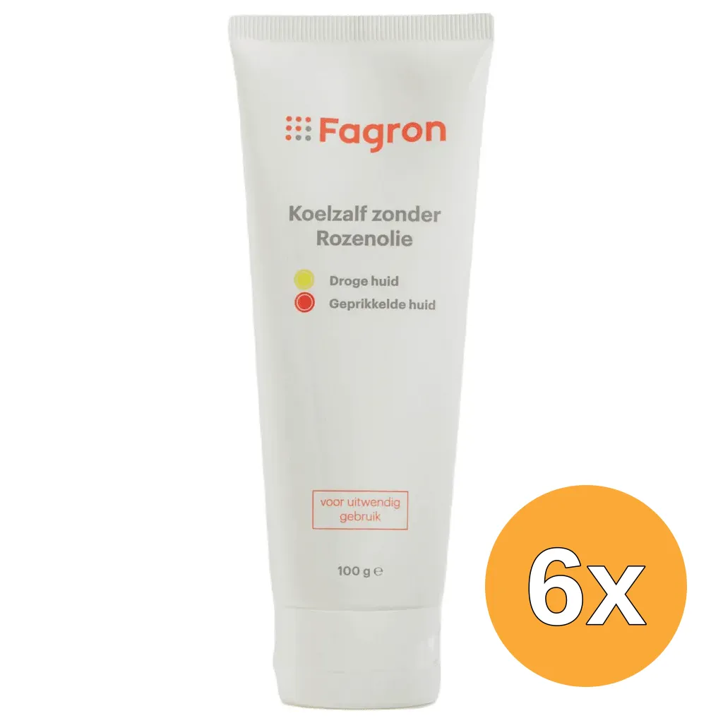 6x Fagron Koelzalf zonder rozenolie zonder doosje en bijslui (100 gr)