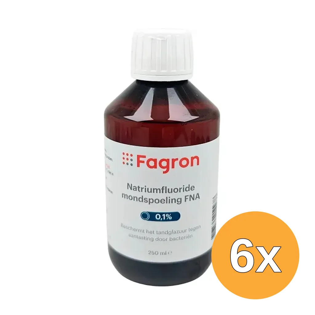 6x Fagron Mondspoeling 0.1% Natriumfluoride (250 ml)