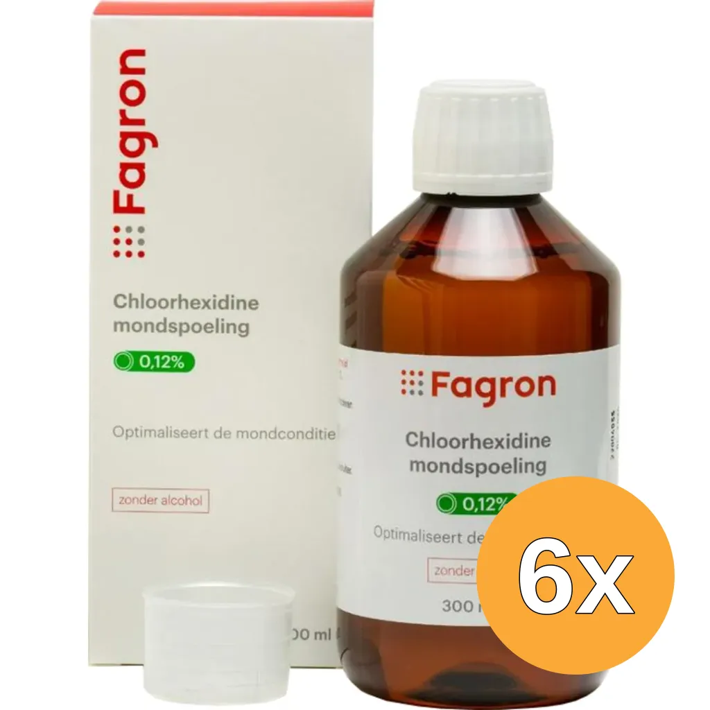 6x Fagron Chloorhexidine mondspoeling 0.12% (300 ml)
