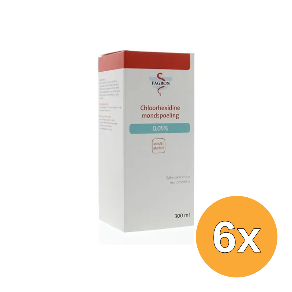 6x Fagron Chloorhexidine mondspoeling 0.05% (300 ml)