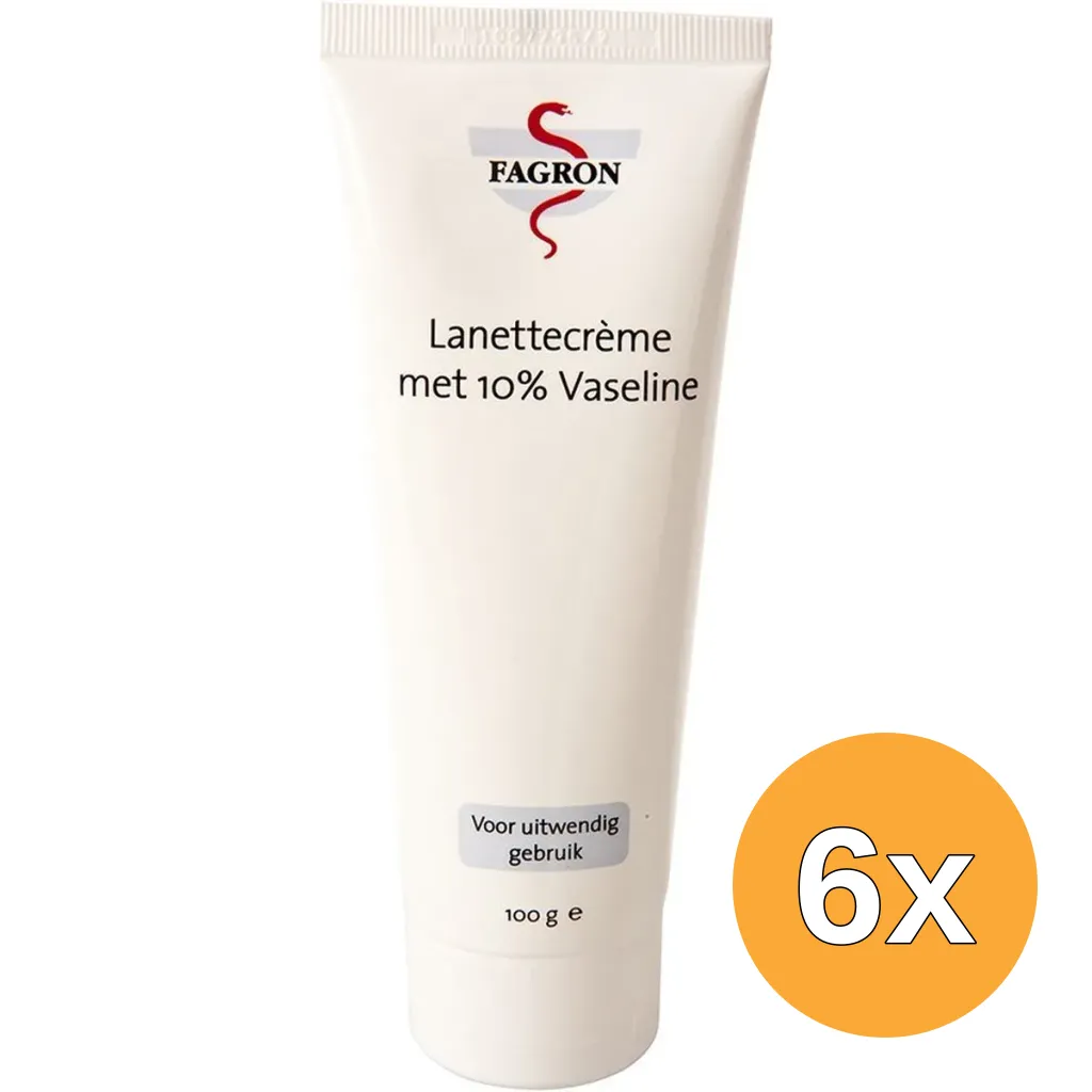 6x Fagron Lanettecreme met 10% Vaseline (100 gr)