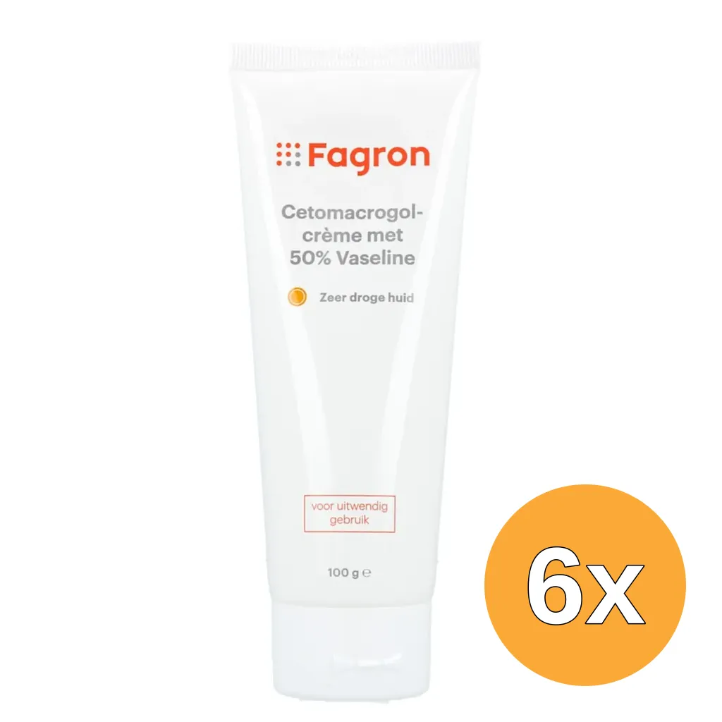 6x Fagron Cetomacrogolcrème met 50% Vaseline (100 gr)