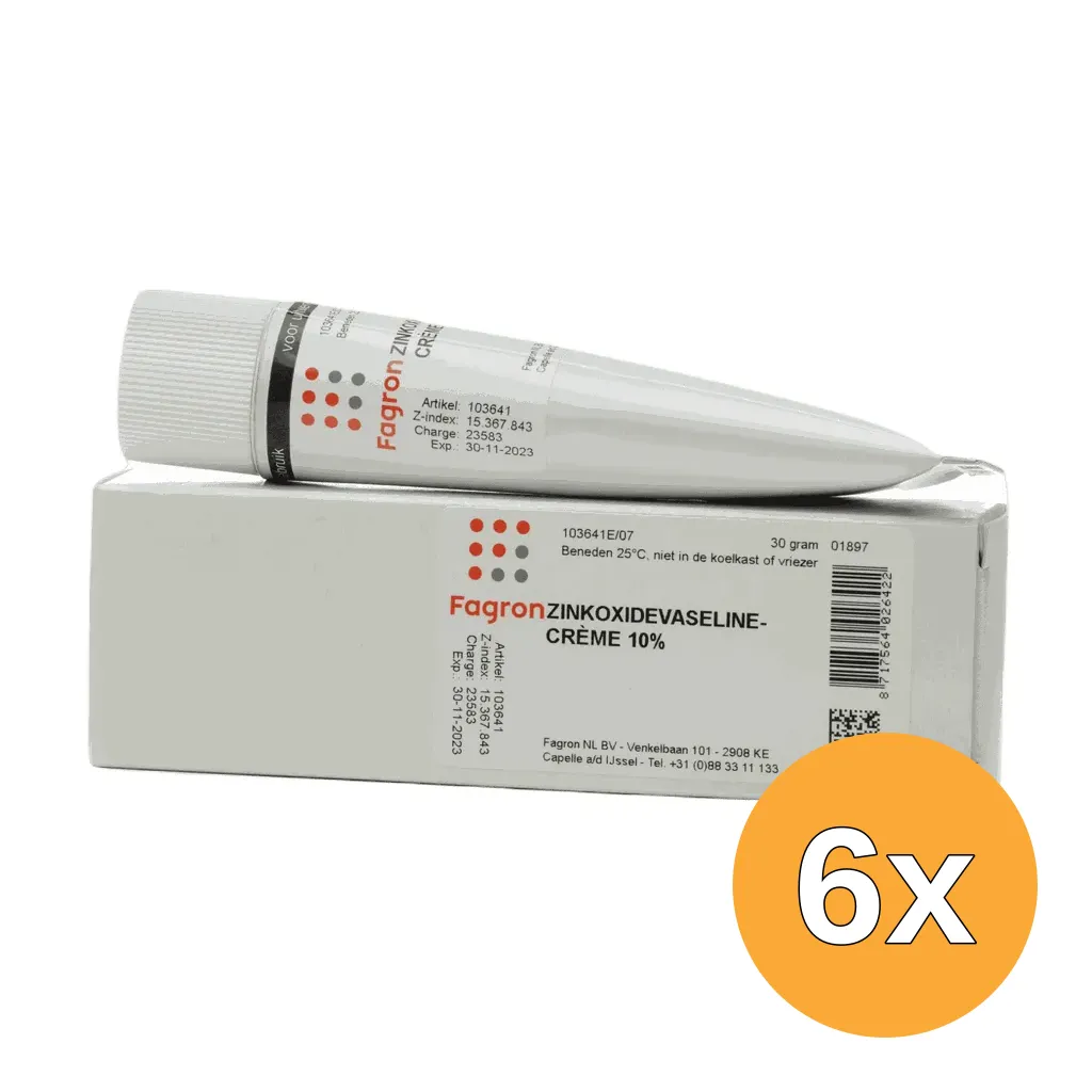 6x Fagron Zinkoxidevaselinecrème 10% (30 gr)