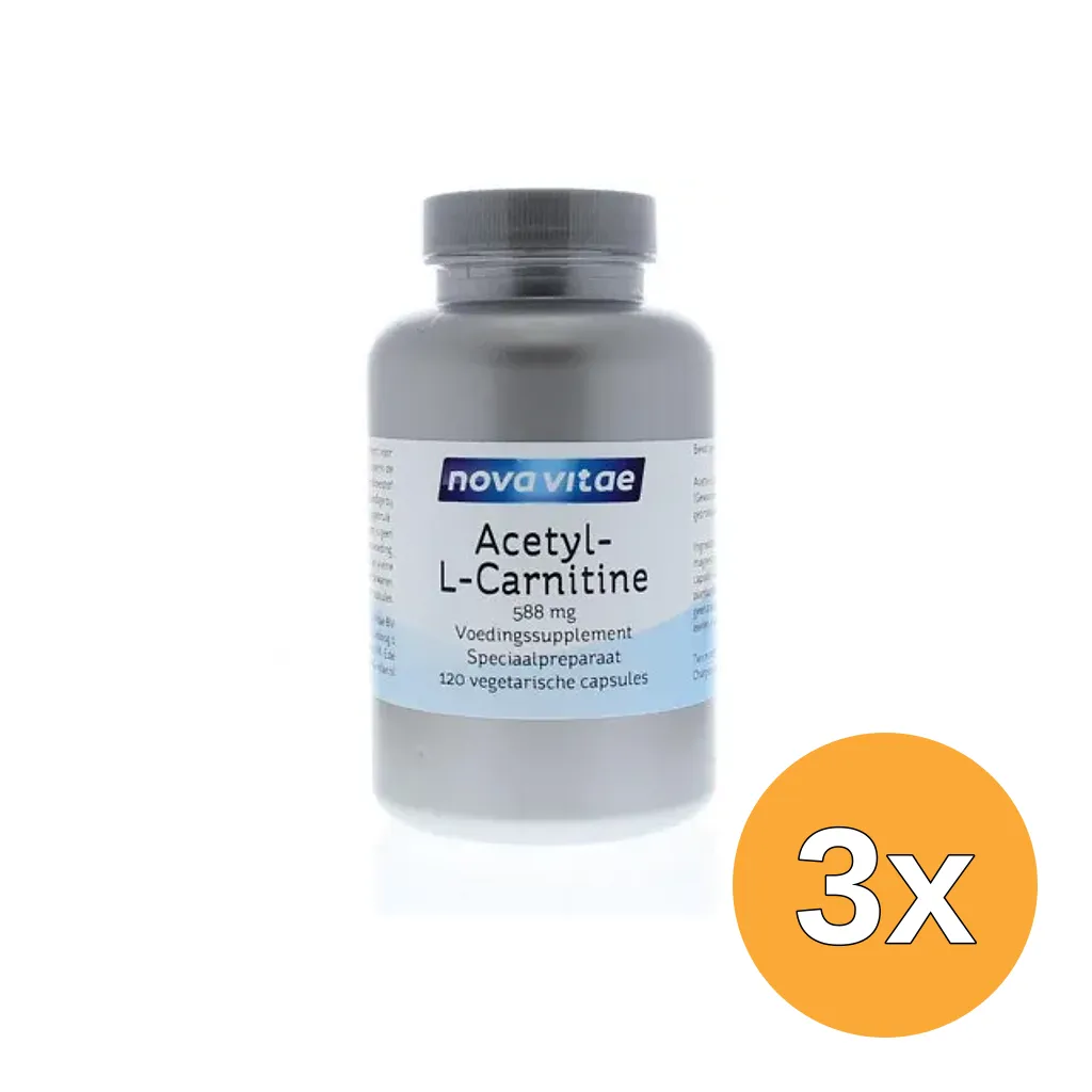 3x Nova Vitae Acetyl-l-carnitine 588 mg (120 vega capsules)