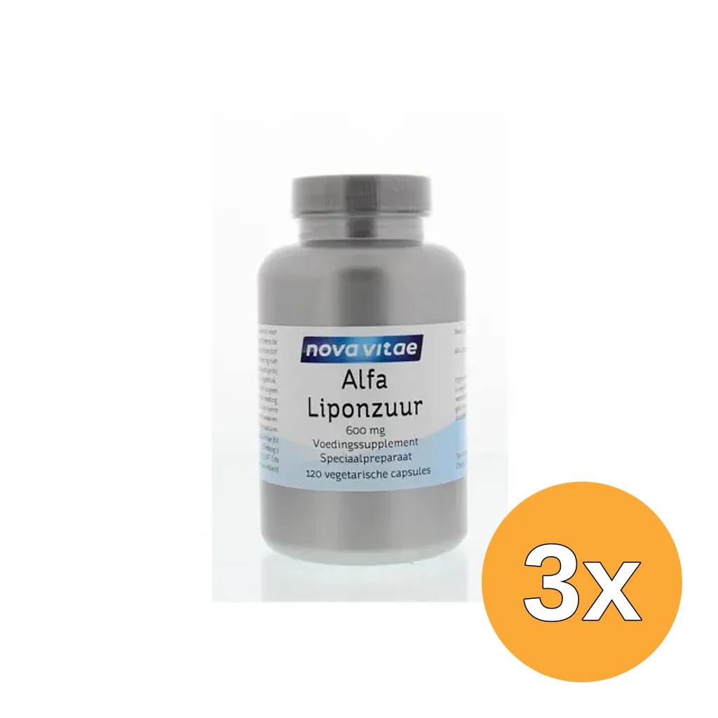 3x Nova Vitae Alfa Liponzuur 600 Mg (120 capsules)