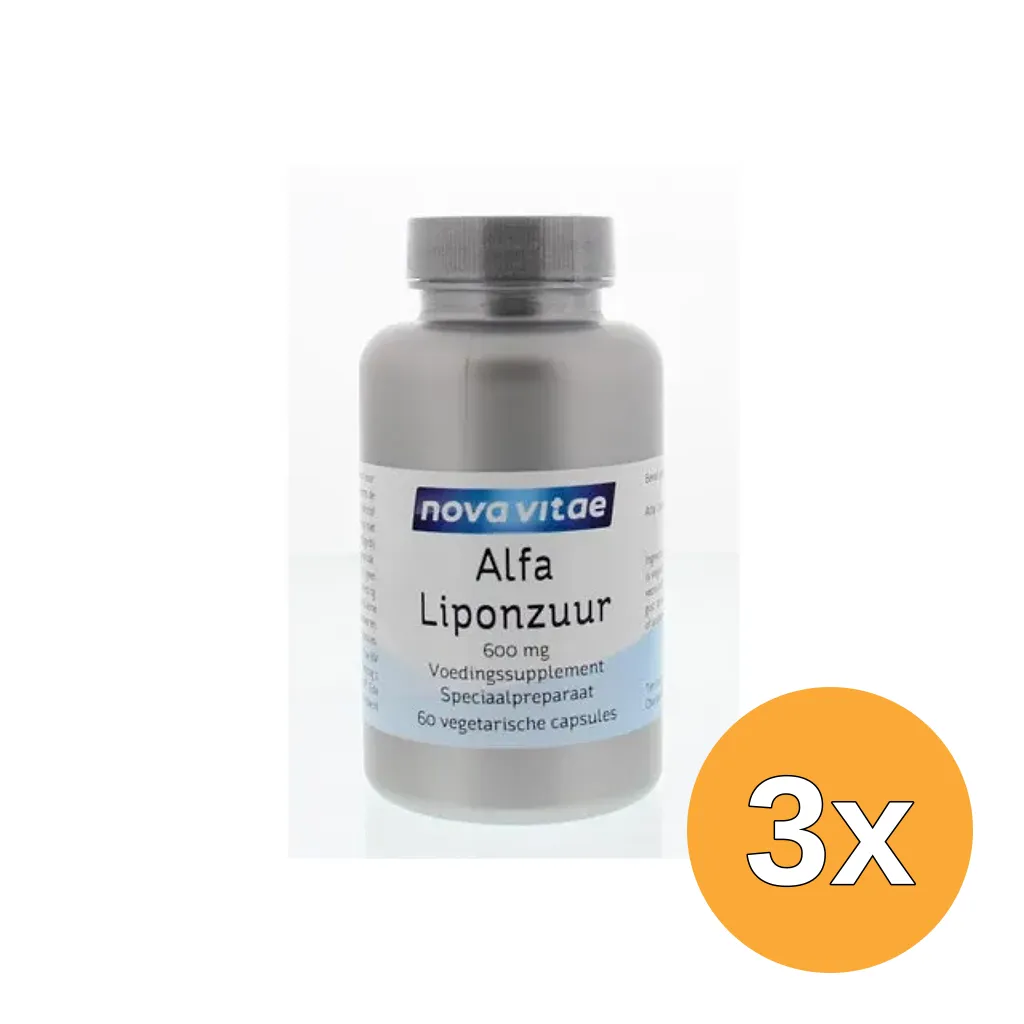 3x Nova Vitae Alfa Liponzuur 600 Mg (60 vega capsules)