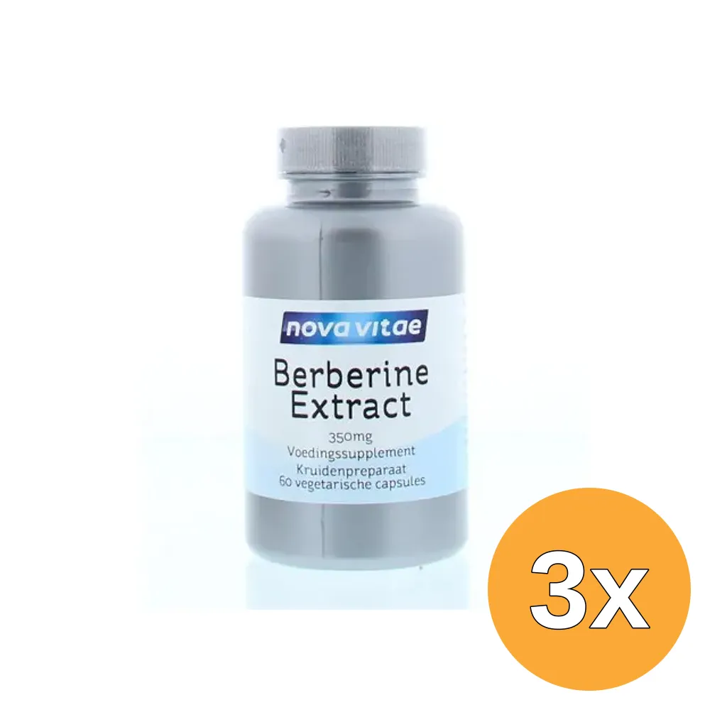 3x Nova Vitae Berberine HCI extract 350 mg (60 vega capsules)