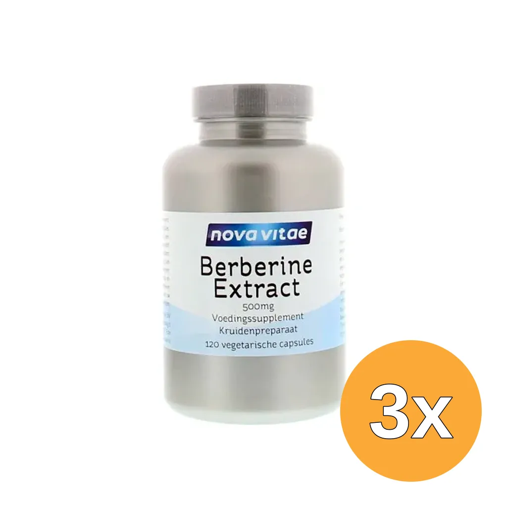 3x Nova Vitae Berberine Hci Extract 500 Mg (120 vega capsules)