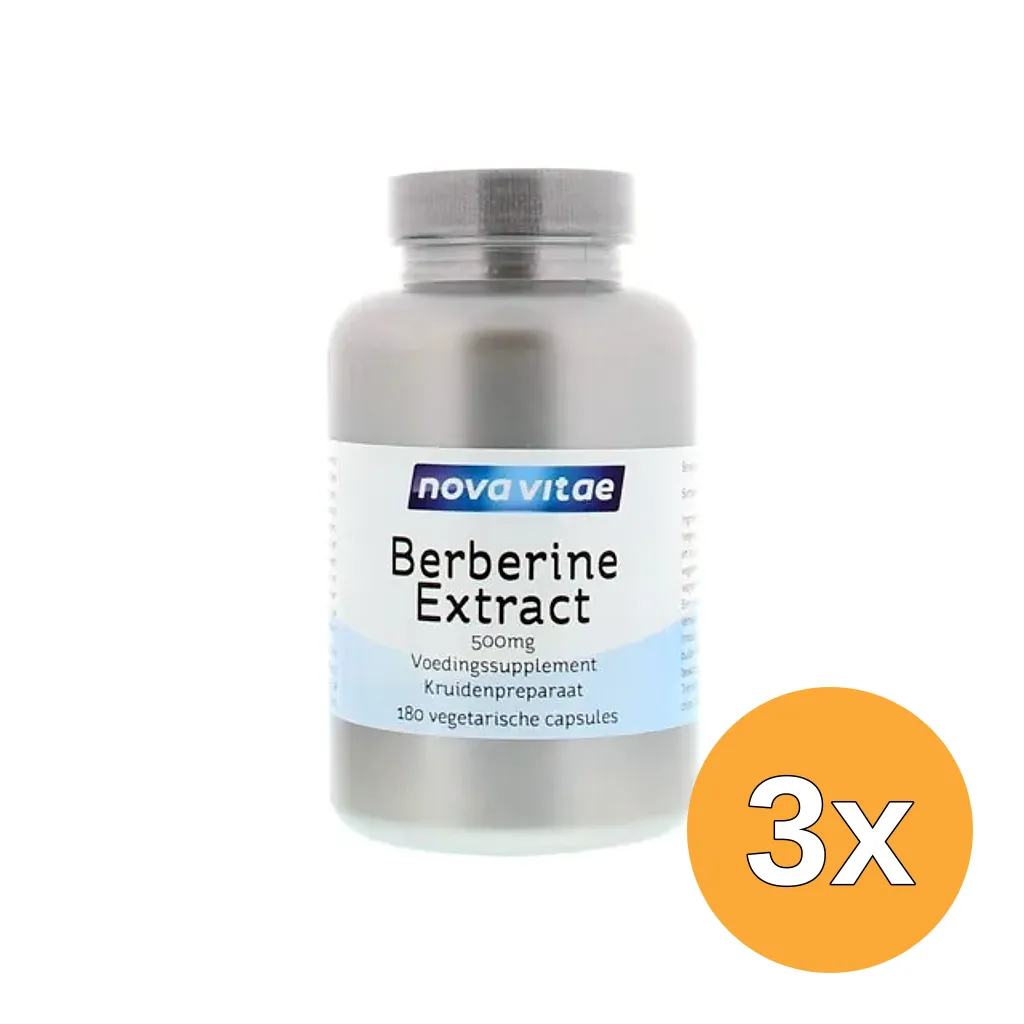 3x Nova Vitae Berberine Hci Extract 500 Mg (180 capsules)