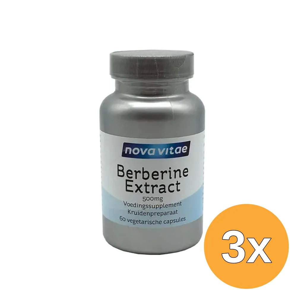 3x Nova Vitae Berberine Hci Extract 500 Mg (60 vega capsules)