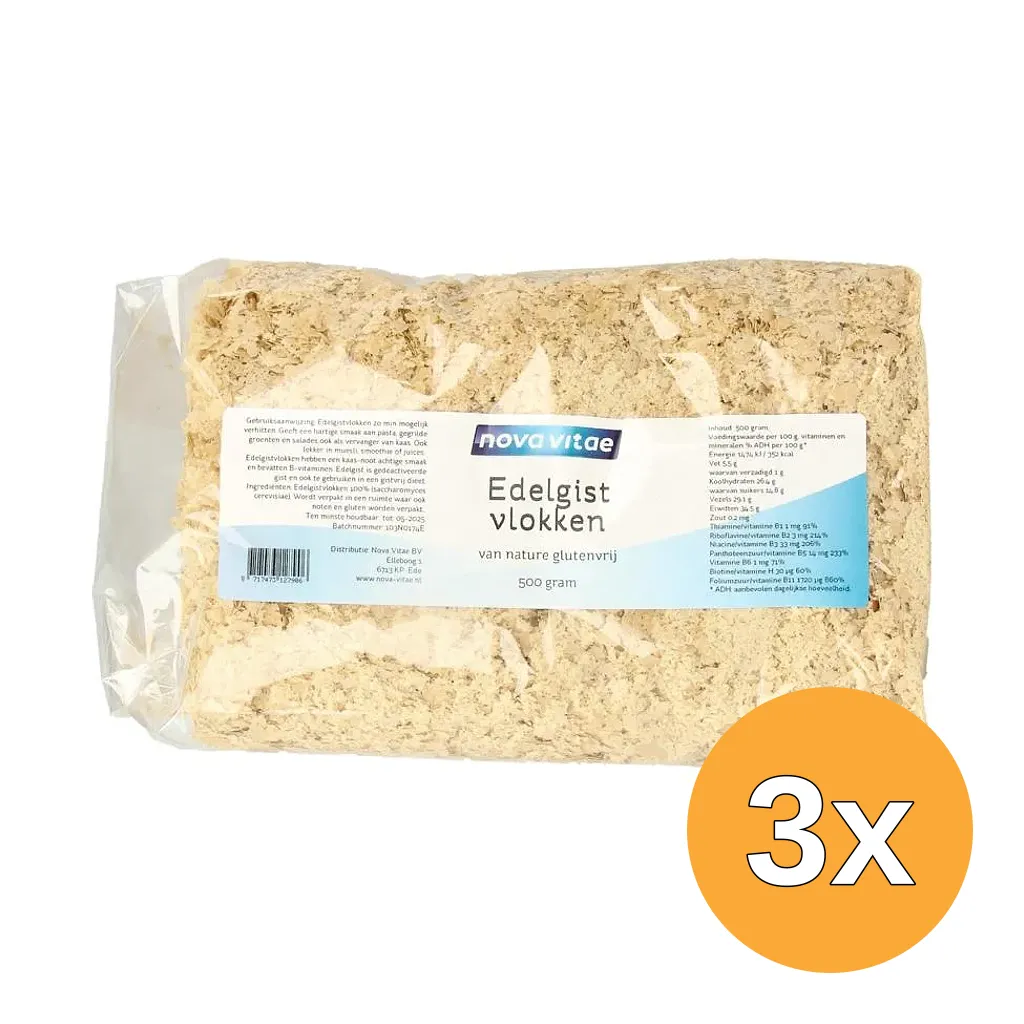 3x Nova Vitae Edelgistvlokken glutenvrij (500 gr)