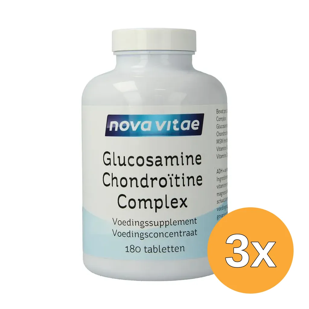3x Nova Vitae Glucosamine Chondroitine Compl Ex Met Msm (180 tabletten)