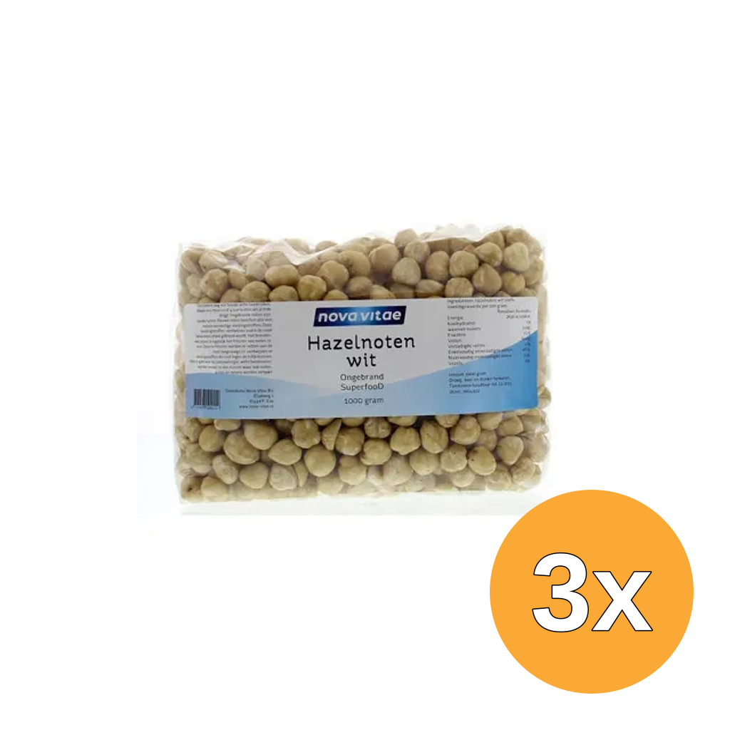 3x Nova Vitae Hazelnoten Wit Ongebrand Raw (1000 gr)