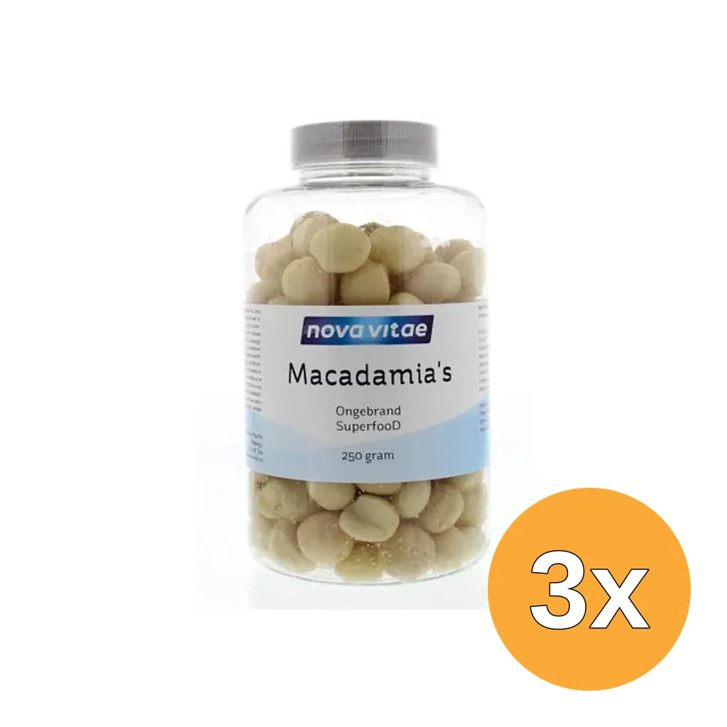 3x Nova Vitae Macadamia Ongebrand Raw (250 gr)