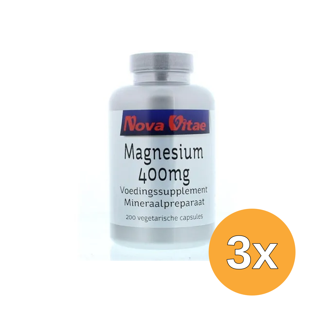 3x Nova Vitae Magnesium 400 mg (200 vega capsules)