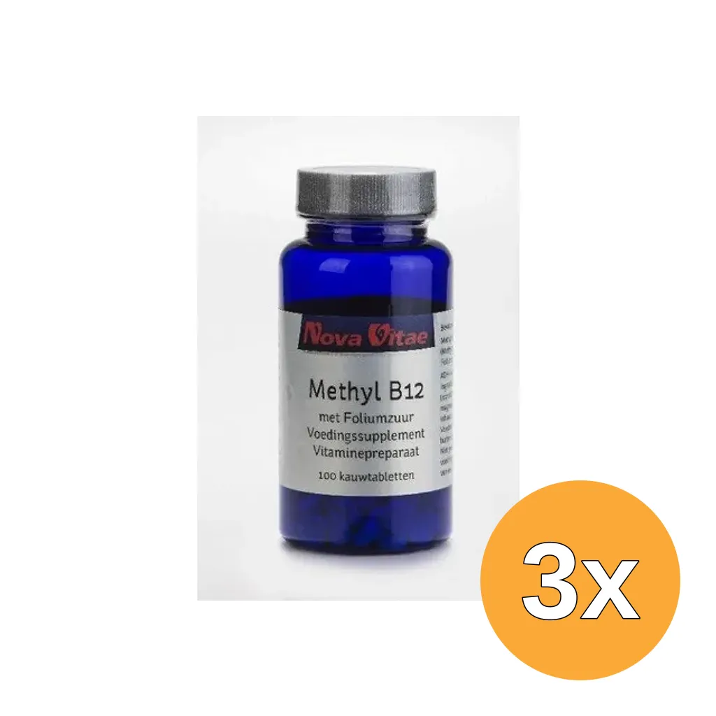 3x Nova Vitae Methyl B12 foliumzuur (100 kauwtabletten)