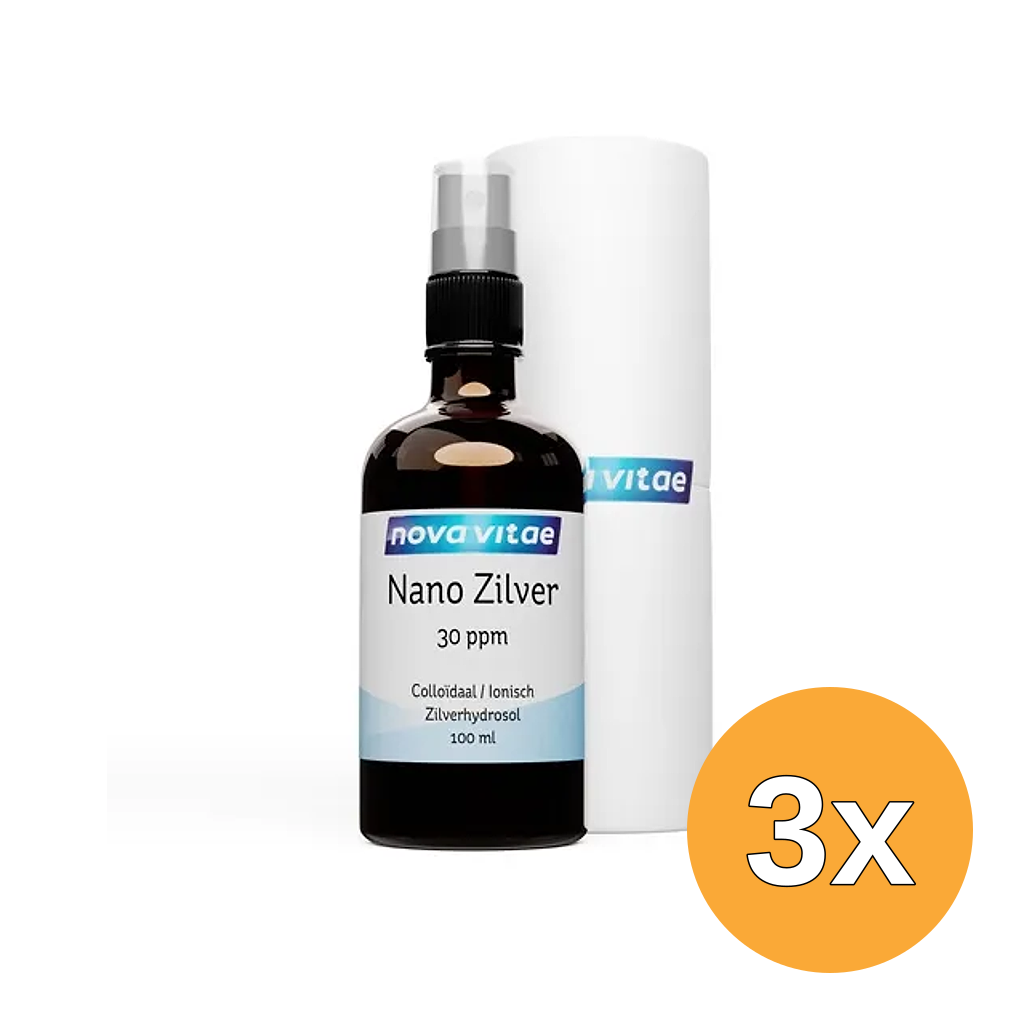3x Nova Vitae Nano Zilver Colloidaal Spray 30Ppm (100 ml)