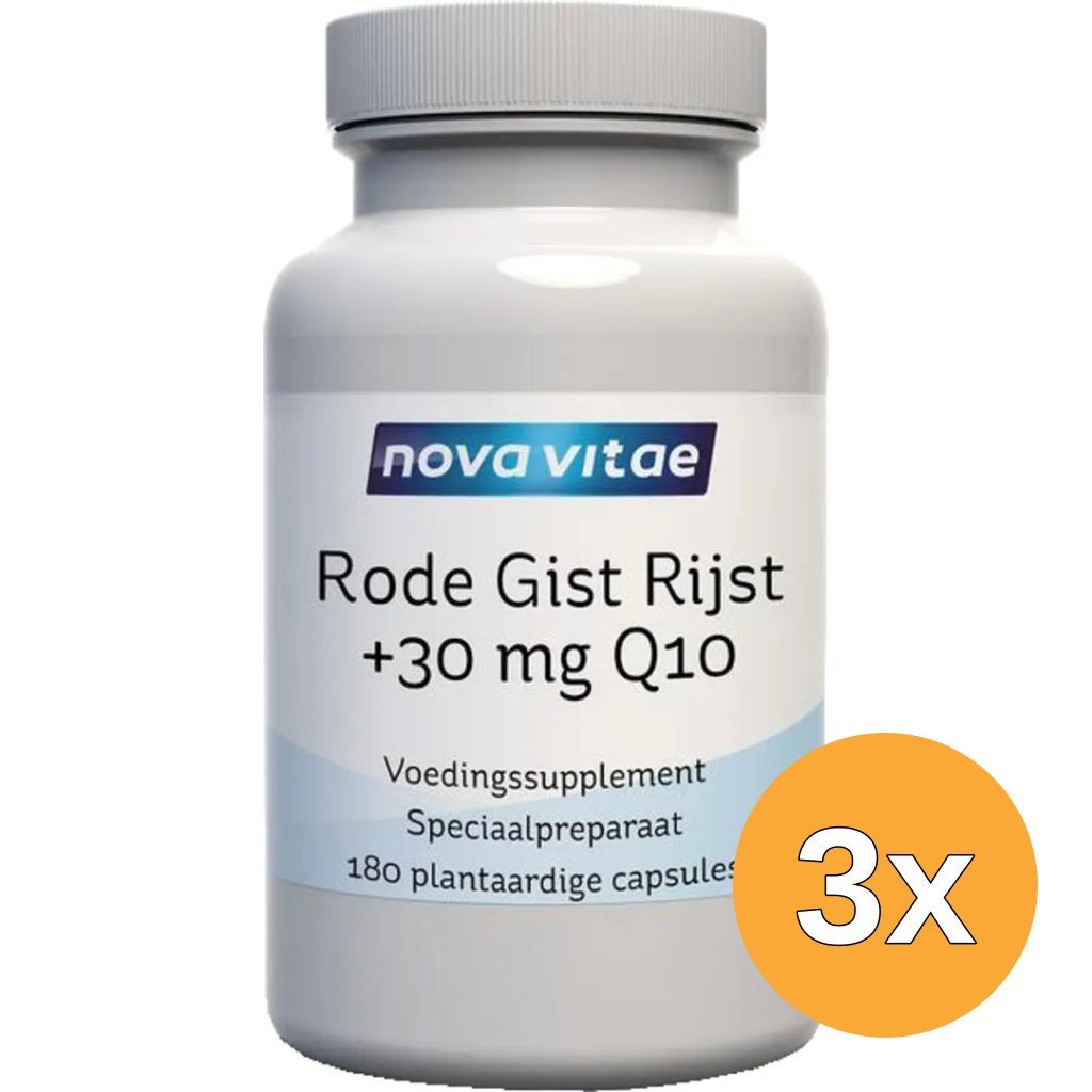 3x Nova Vitae Rode gist rijst + 30mg Q10 (180 vega capsules)