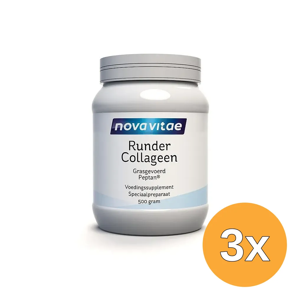 3x Nova Vitae Runder Collageengras Gevoerd Peptan (500 gr)