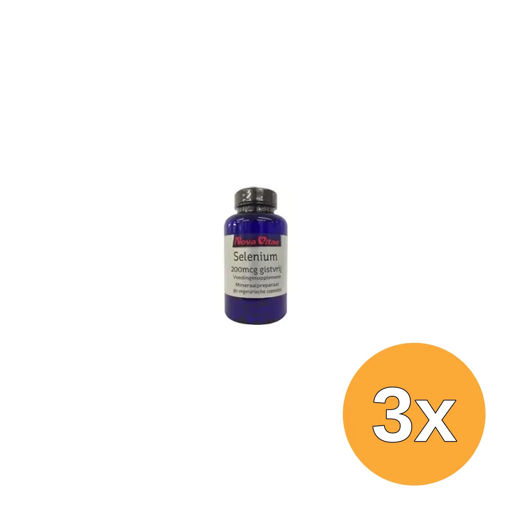 3x Nova Vitae Selenium 200 mcg gistvrij (90 stuks)