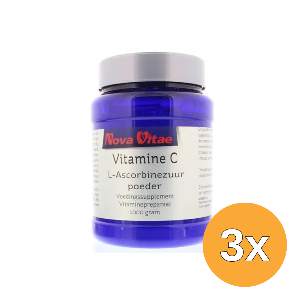 3x Nova Vitae Vitamine C ascorbinezuur poeder (1000 gr)