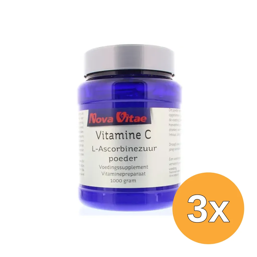 3x Nova Vitae Vitamine C ascorbinezuur poeder (1000 gr)