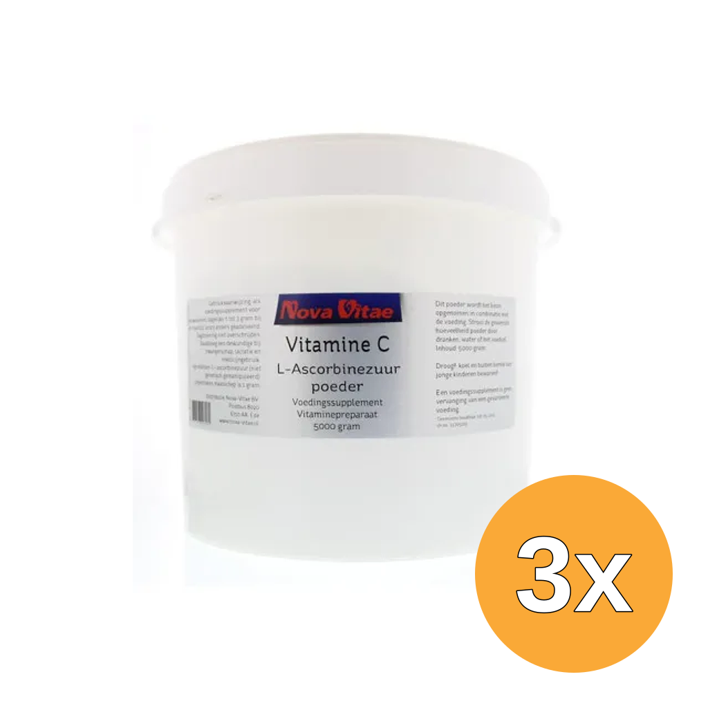 3x Nova Vitae Vitamine C ascorbinezuur poeder (5000 gr)