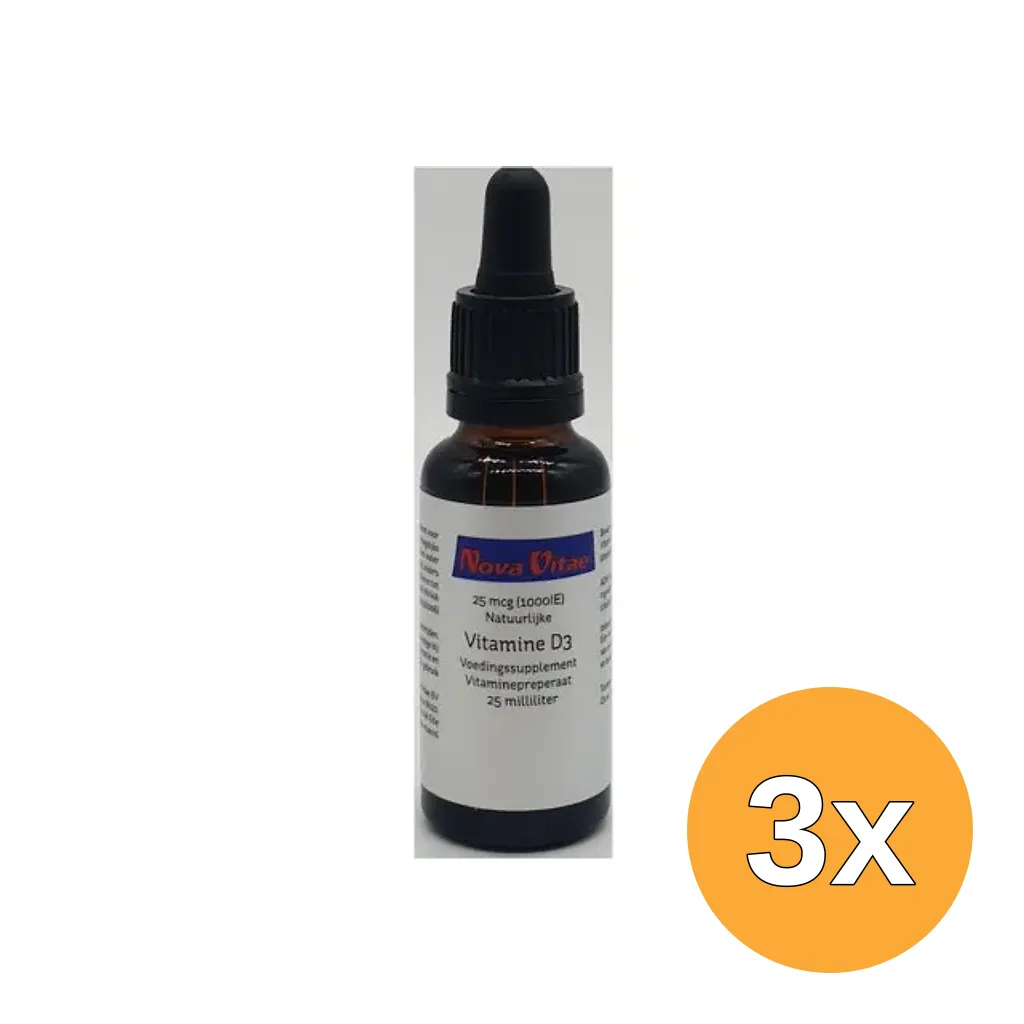 3x Nova Vitae Vitamine D3 1000IU druppel (25 ml)