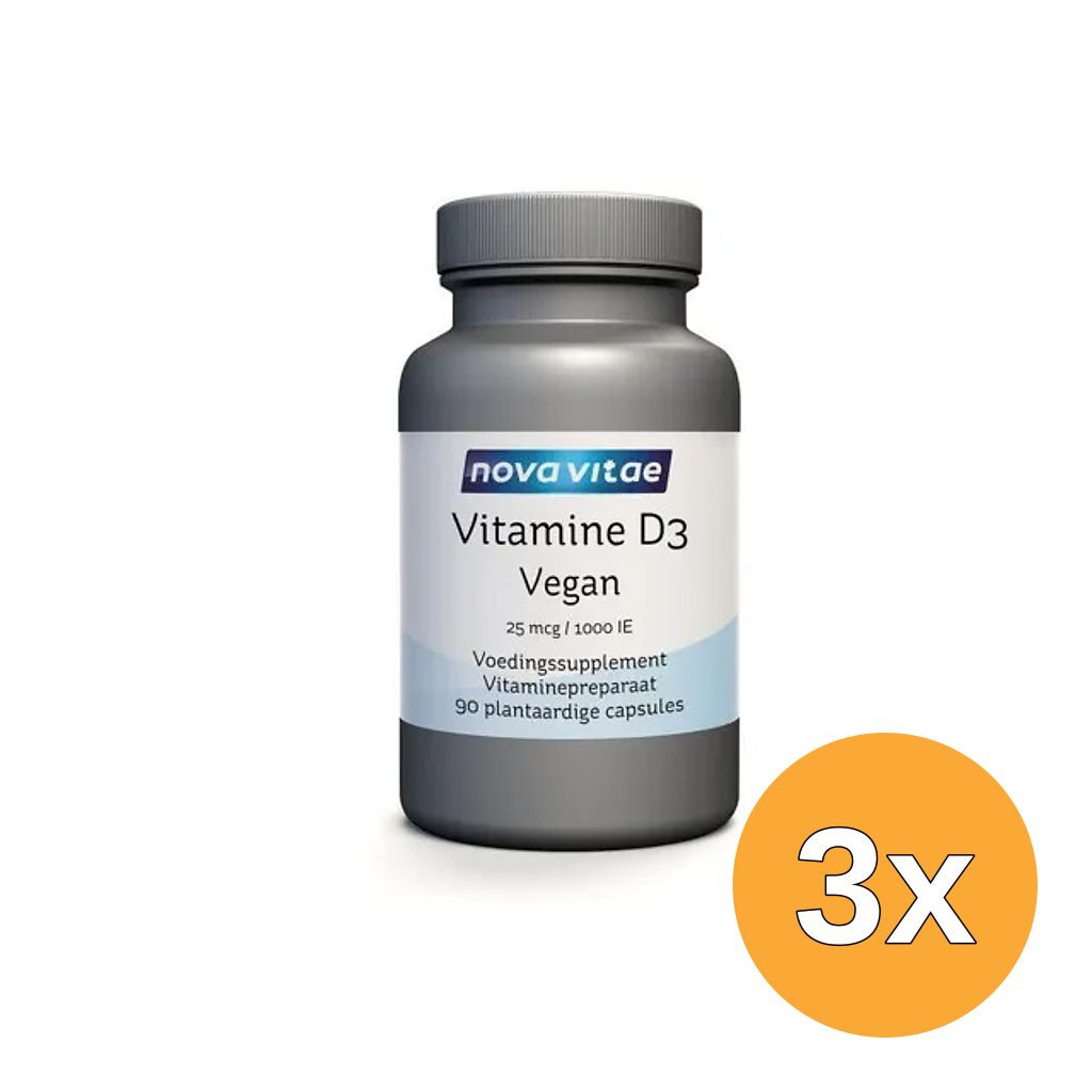 3x Nova Vitae Vitamine D3 1000Ie/25Mcg Vegan (90 vega capsules)