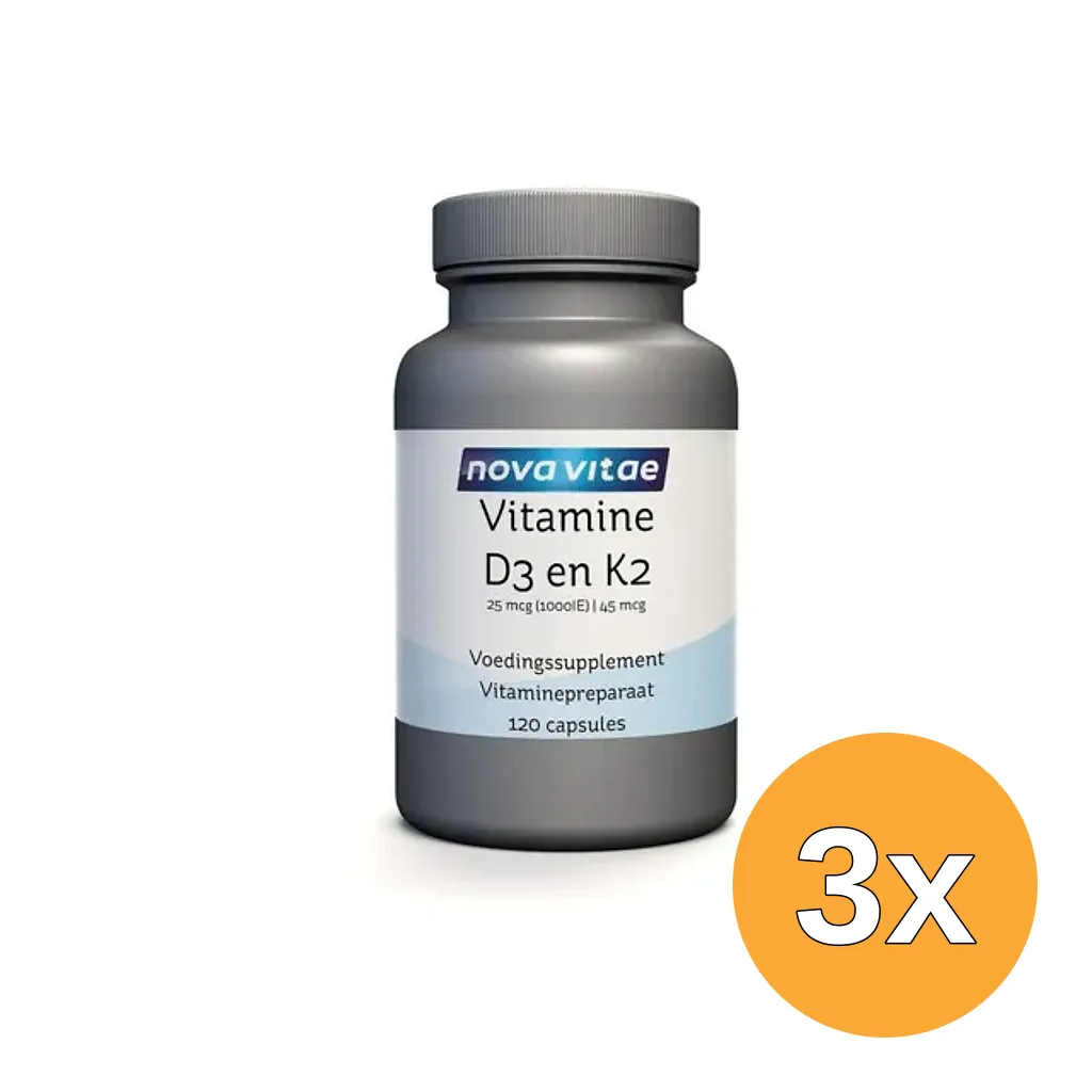 3x Nova Vitae Vitamine D3 25mcg K2 45mcg (120 capsules)