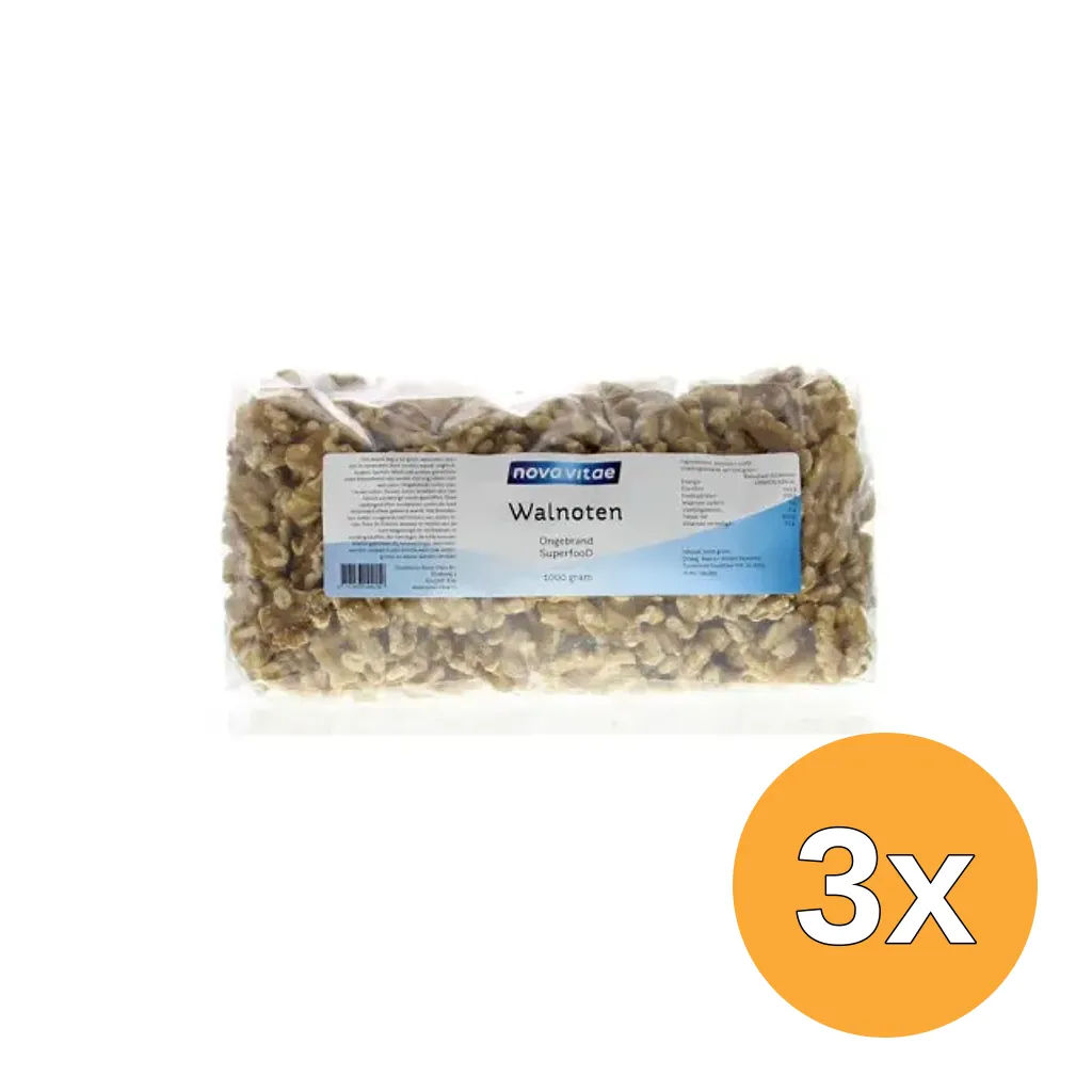 3x Nova Vitae Walnoten Ongebrand Raw (1000 gr)