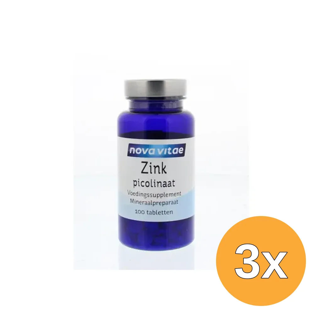 3x Nova Vitae Zink picolinaat 50mg (100 tabletten)