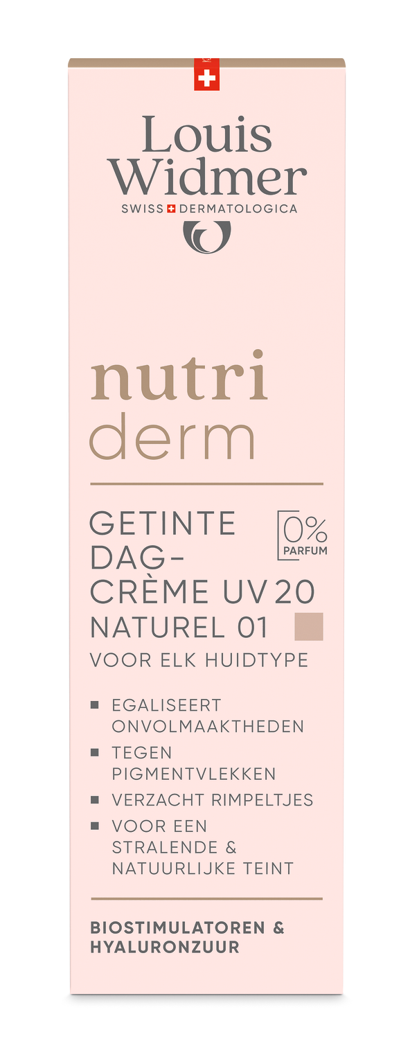 Louis Widmer Nutriderm Getinte Dagcrème Uv 20 Naturel 01 zonder Parfum (30 ml)