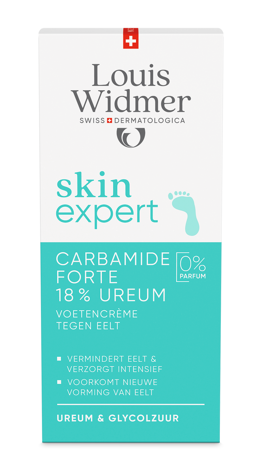Louis Widmer Skinexpert Carbamide Forte 18 % Ureum Voetencrème tegen Eelt zonder Parfum (50 ml)