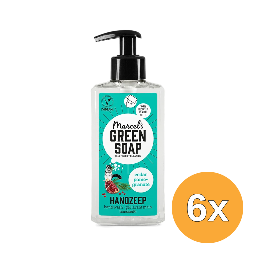 6x Marcel's Green Soap Handzeep Ceder & Granaatappel (250ml)