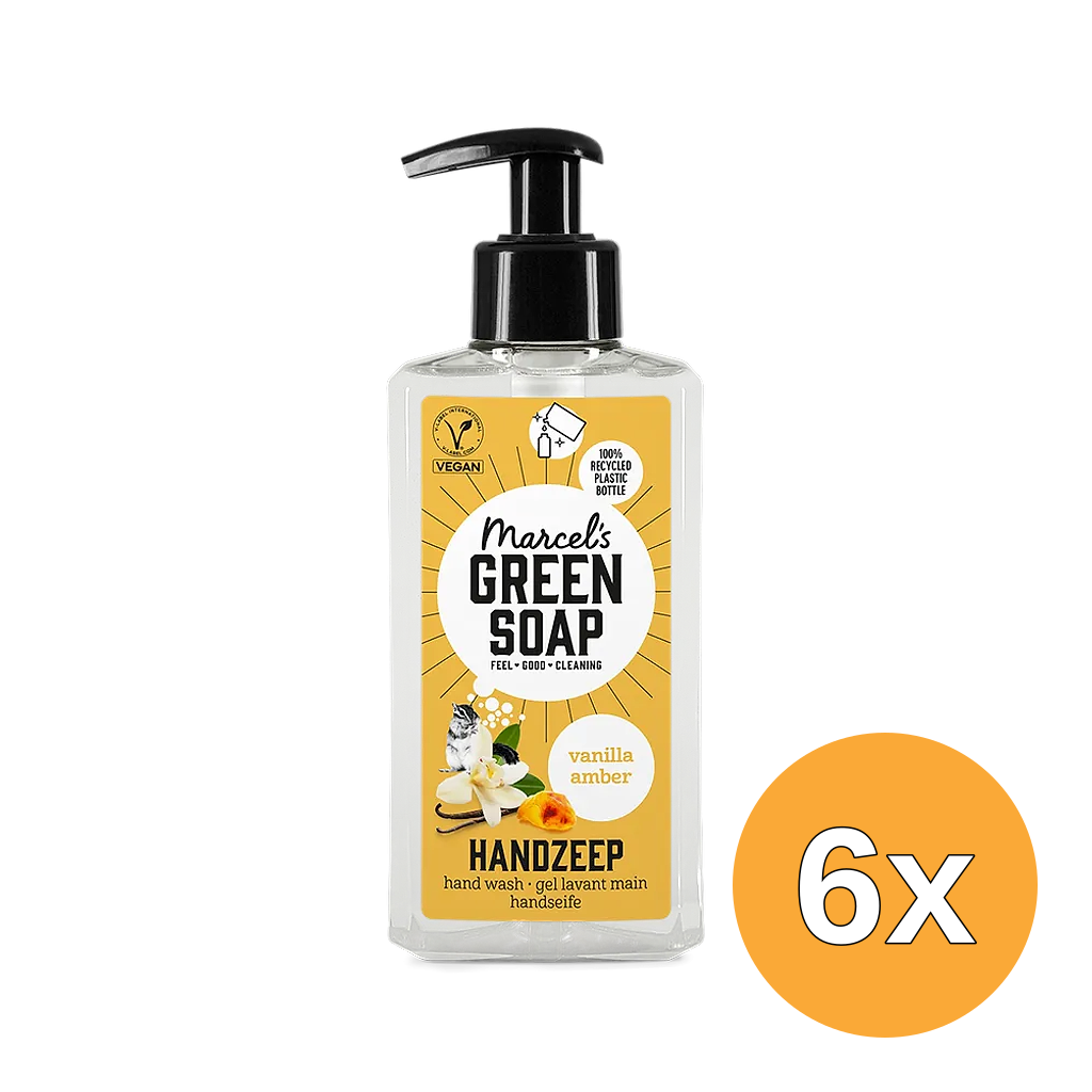 6x Marcel's Green Soap Handzeep Vanille & Amber (250ml)
