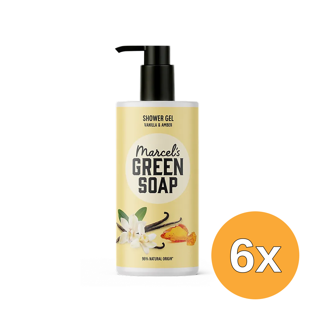 6x Marcel's Green Soap Shower Gel Vanilla & Amber (300 ml)