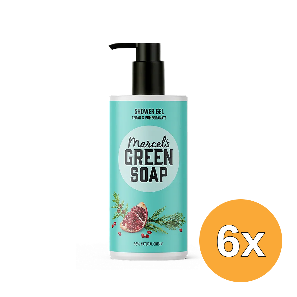6x Marcel's Green Soap Shower Gel Cedar & Pomegranate (300 ml)