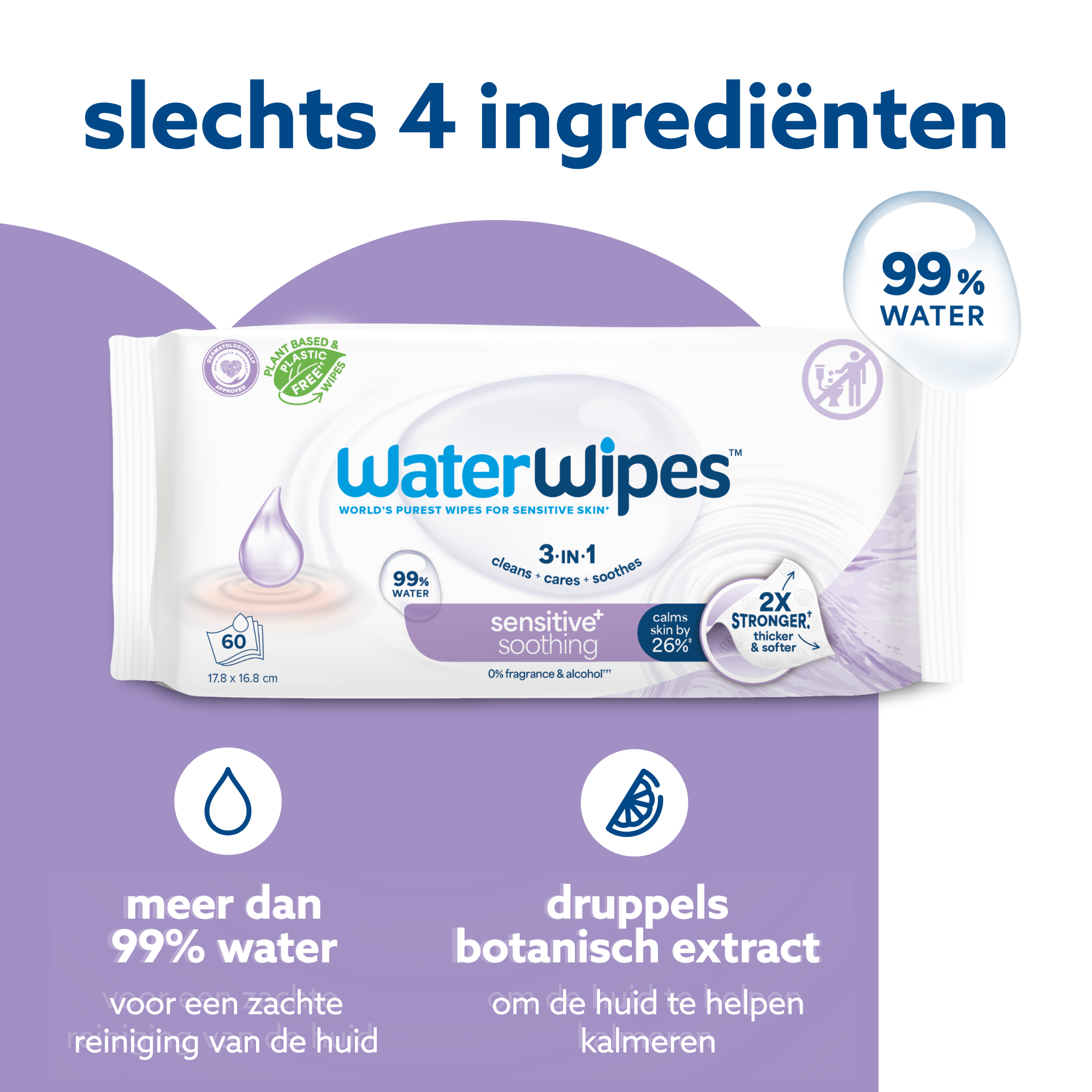 Waterwipes Soothing Clean Billendoekjes (48 stuks)