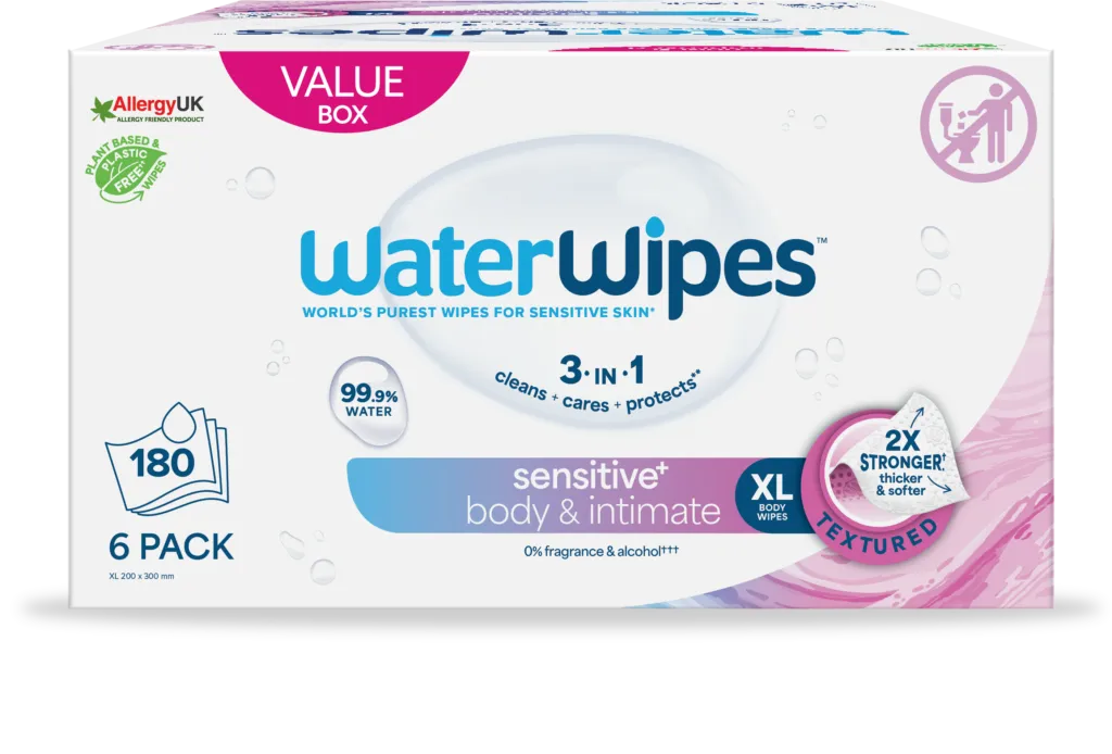 Waterwipes Doekjes Sensitive+ Body & Intimate XL (6 x 30 stuks)