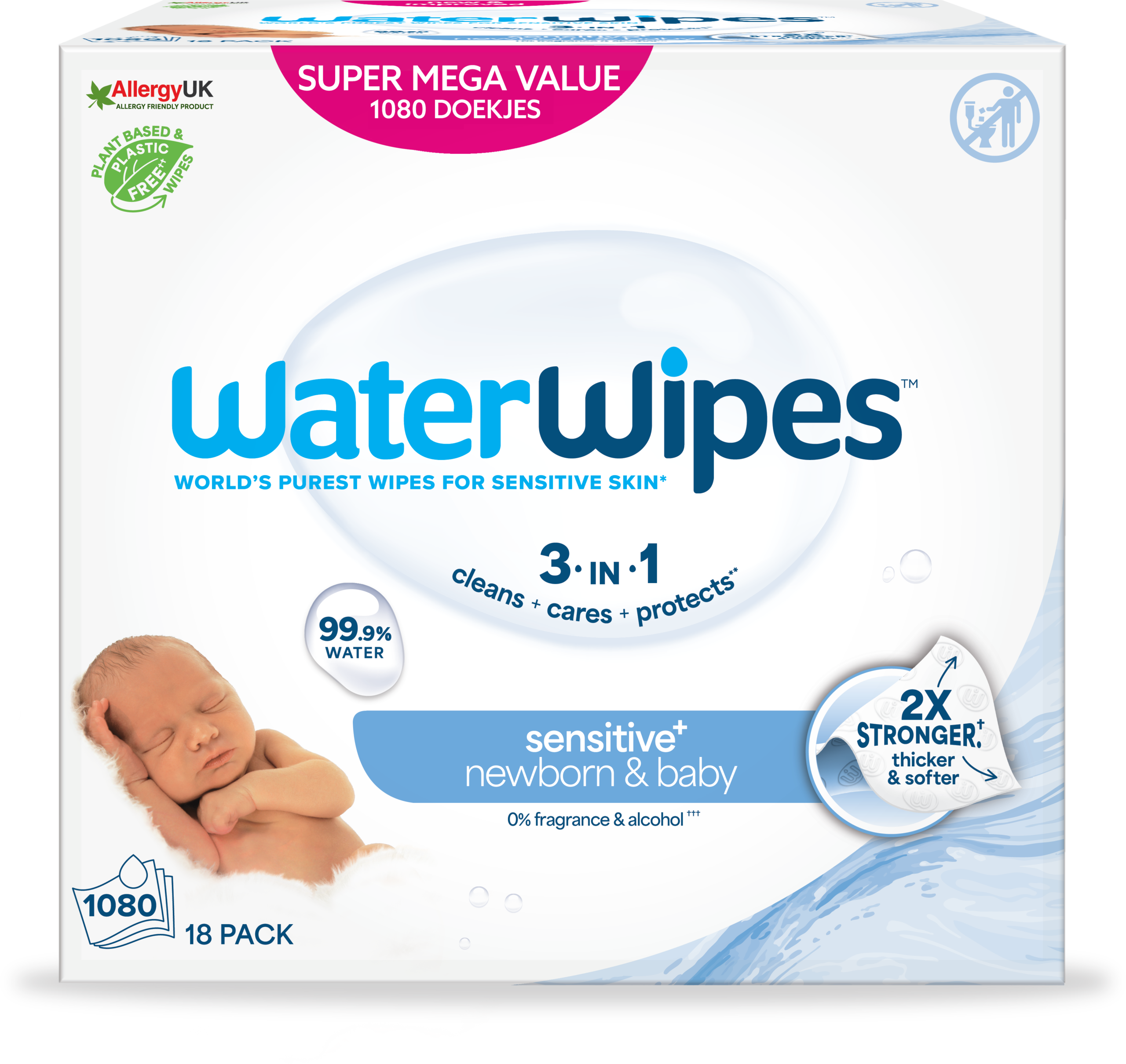 Waterwipes Baby Billendoekjes (18 x 60 stuks)