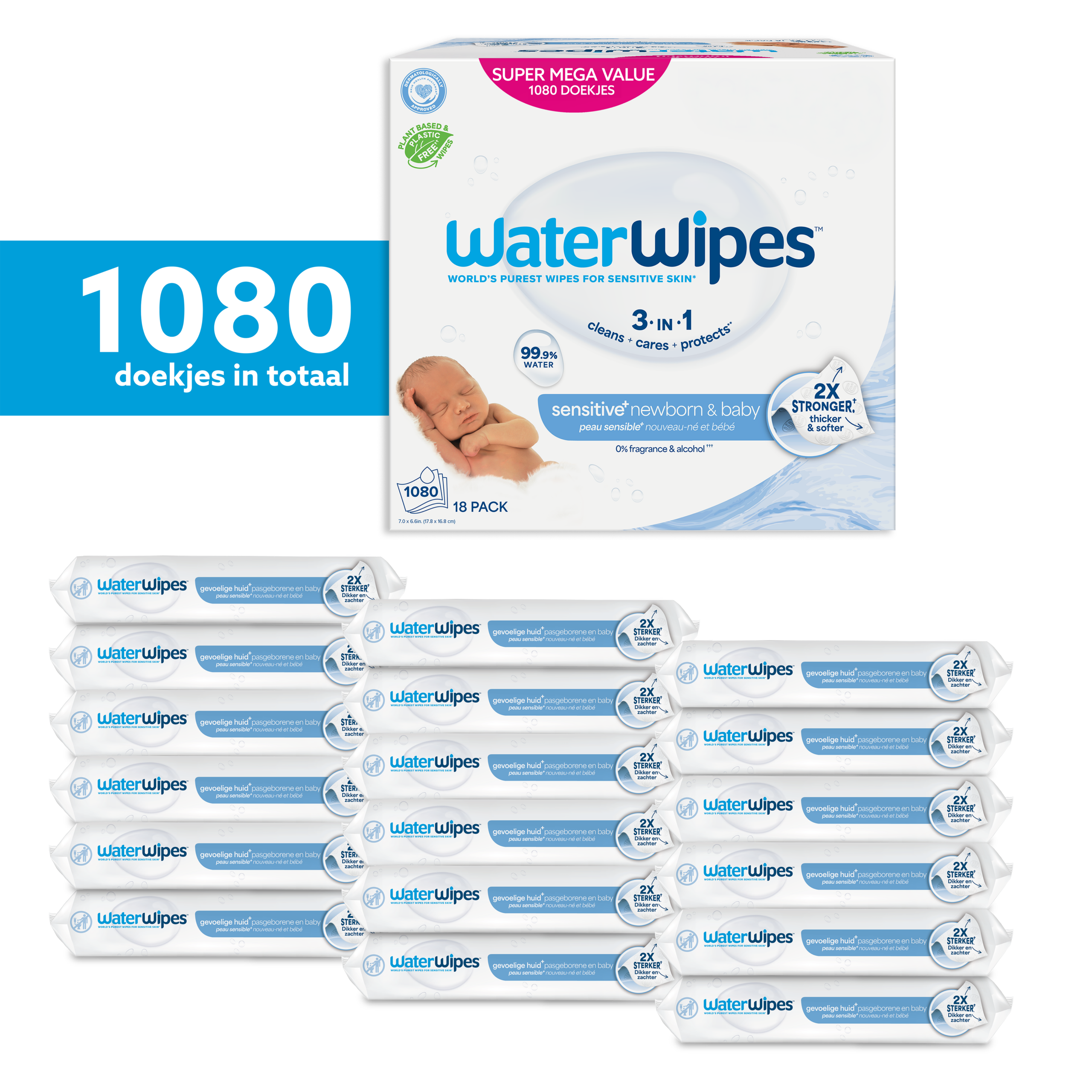 Waterwipes Baby Billendoekjes (18 x 60 stuks)