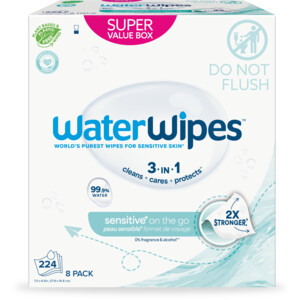 Waterwipes On The Go Doekjes - Plasticvrij - Gevoelige Huid (8 x 28 stuks)